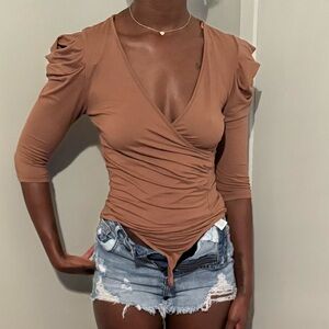 Women's Tan Wrap Top